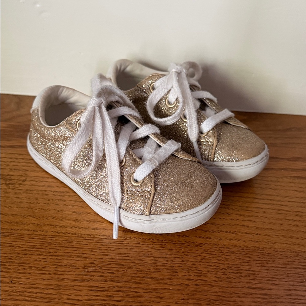 Janie and Jack Sparkly Gold Sneakers